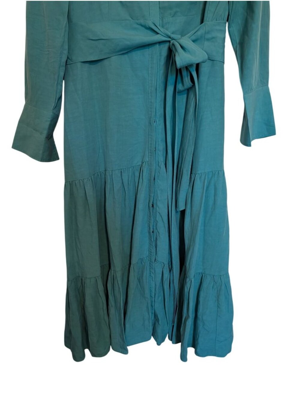 Kobi Halperin Womens Blue Linen Blend Long Sleeve Shirt Dress Size M - Picture 15 of 16
